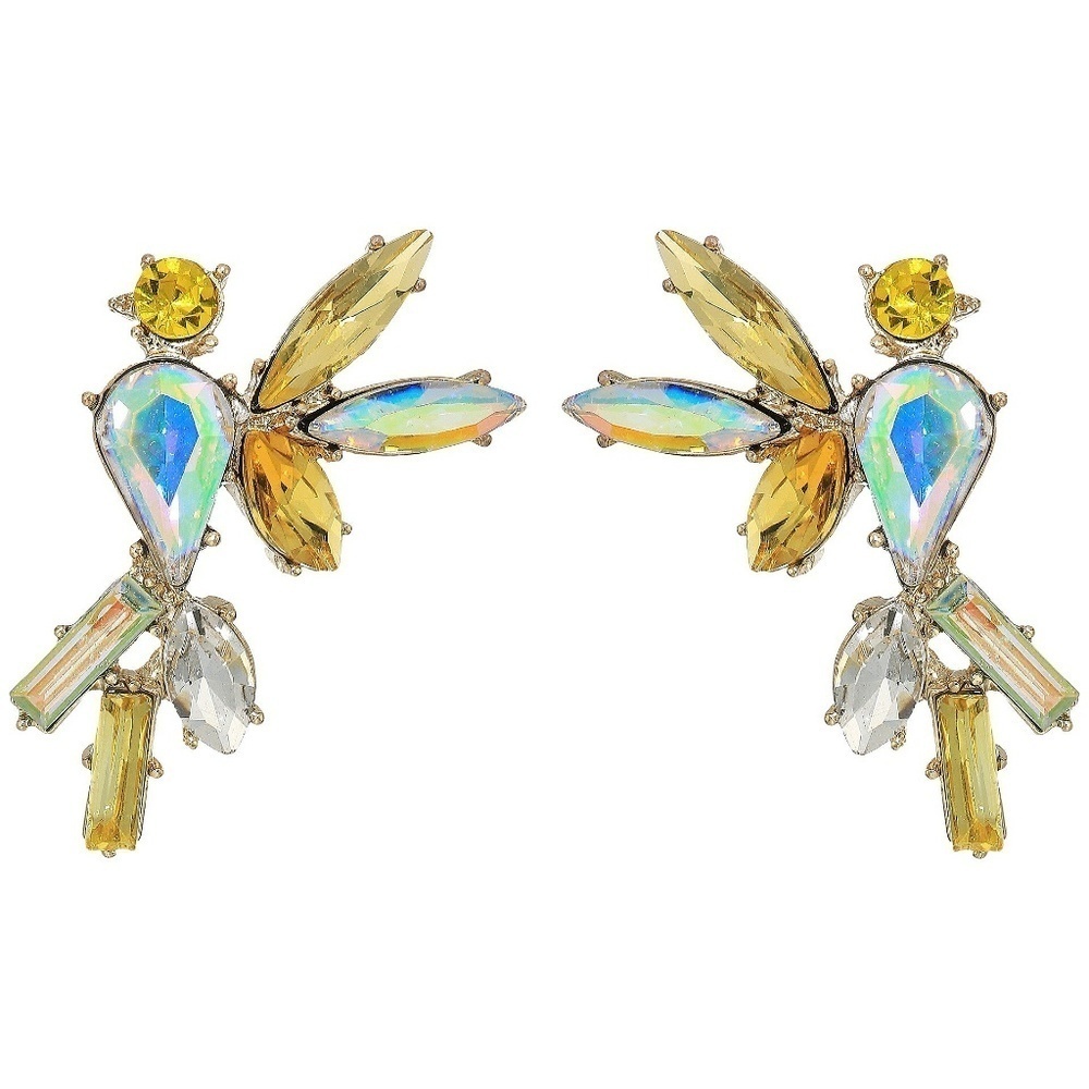 Womens Cockatoo Large Crystal CZ Stud Earrings - Picture 2 of 3